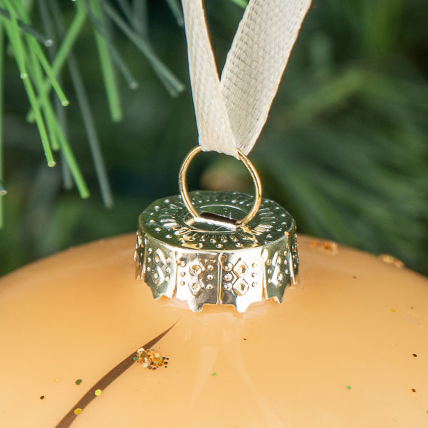 Большой бежевый ёлочный шар Снежинка Large Snowflake Ball Beige 10 cm