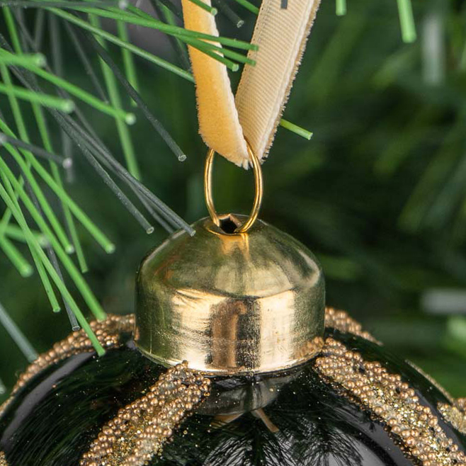 Ёлочная игрушка-шкатулка Чёрно-золотое яйцо Xmas Egg Box Black And Gold 9 cm