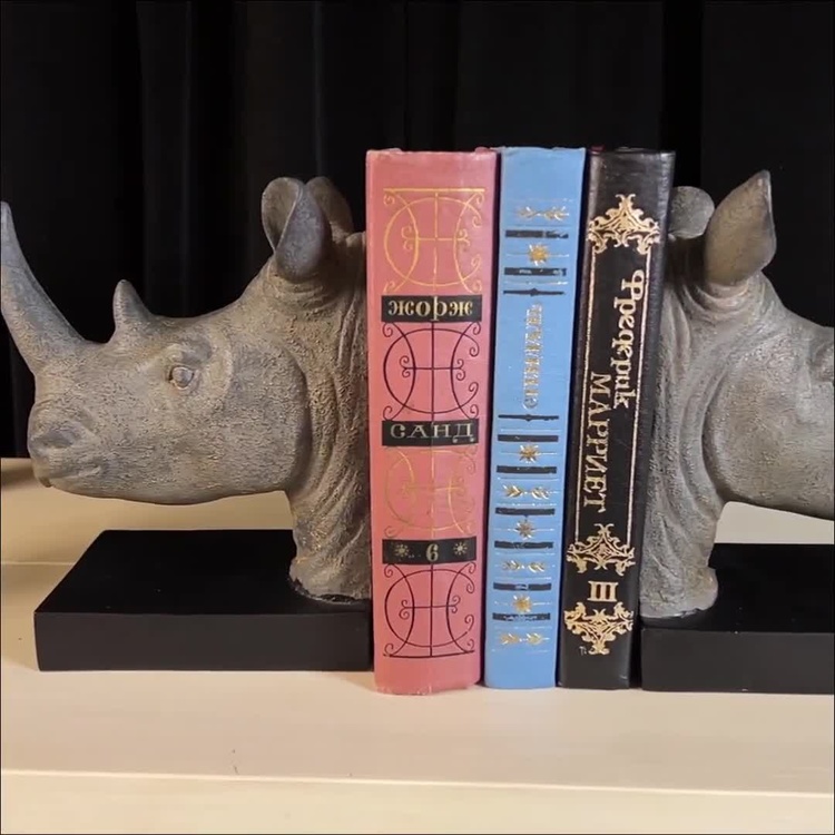 Набор из двух держателей для книг Носороги Bookend Rhino Heads