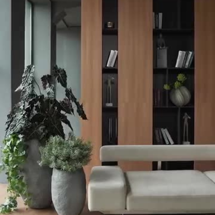 Высокое серо-белое кашпо-чаша Эффектори Органик, S Effectory Organic Tall Bowl White Sand Small