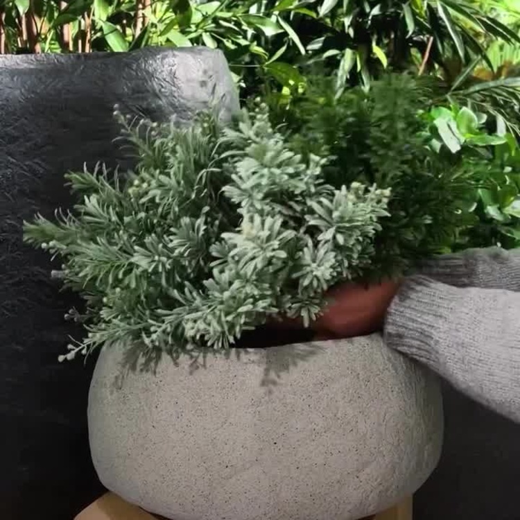 Высокое тёмно-серое кашпо-чаша Эффектори Органик, S Effectory Organic Tall Bowl Dark Gray Small