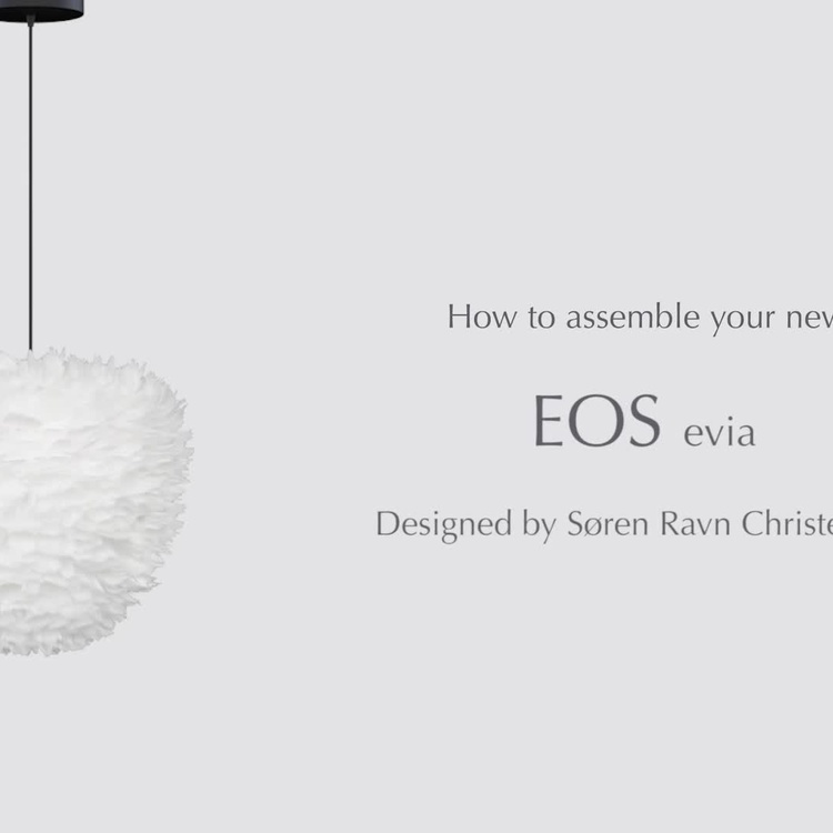 Подвесной светильник Эос Эвиа на белом проводе, белые перья, L Eos Evia Hanging Lamp With White Cord Large