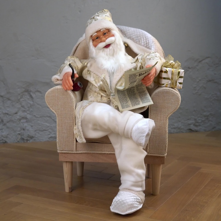 Музыкальная фигурка Санта-Клаус в кресле Musical Santa Claus In Chair 80 cm