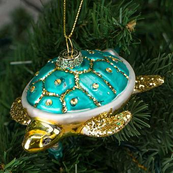 Glass Hanger Tortoise Turquoise 9 cm