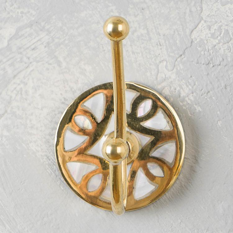 Двухрожковый крючок Люкс с перламутровой инкрустацией узором Luxe Brass Pearl Inlay Hook