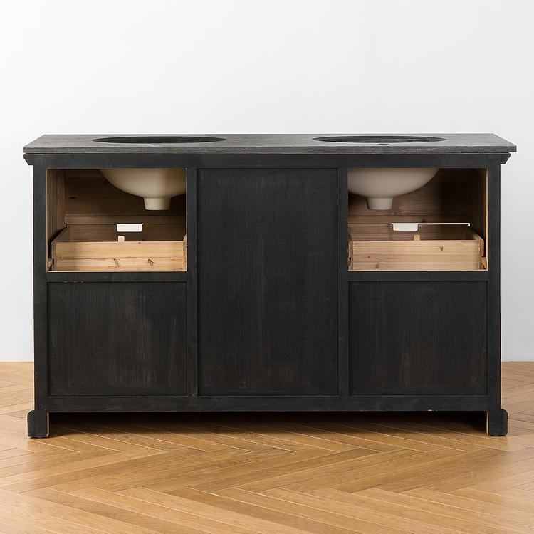 Тумба с двумя раковинами и раздвижной дверью Карелия Karelia Double Vanity With Sliding Iron Door DB