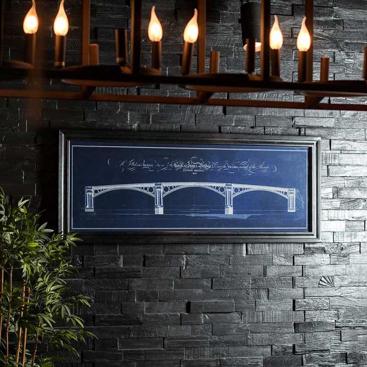 Картина-принт Лондонский мост с синим фоном, S Architectural London Bridge Blue Print Small