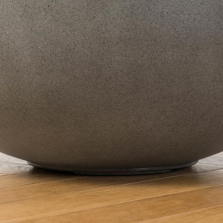 Низкое тёмно-серое кашпо-чаша Эффектори Бетон, M Effectory Beton Low Bowl Dark Grey Medium