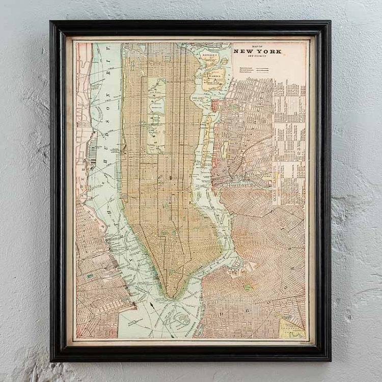 Картина-принт Карта Нью-Йорка, S Map New York Small