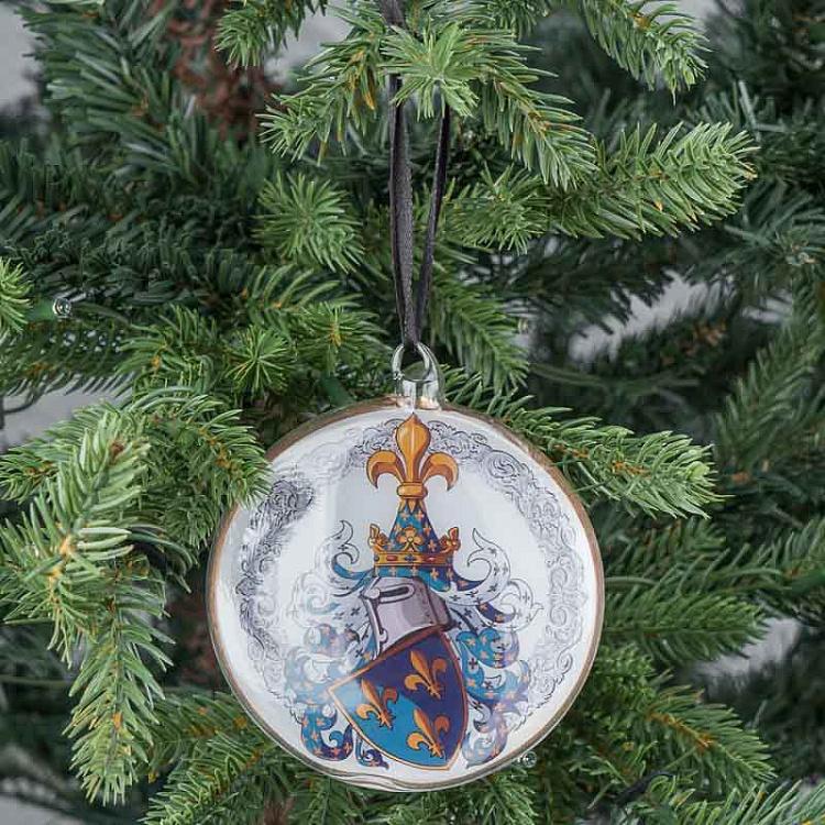 Ёлочная игрушка Медальон с гербом Королевская лилия Medallion With Coat Of Arms Fleur De Lis 10 cm