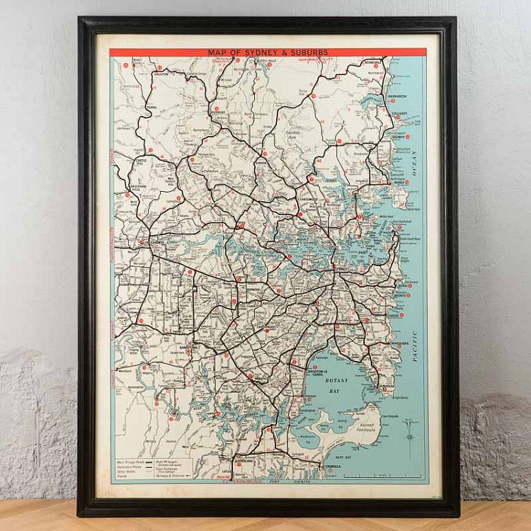 Картина-принт Карта Сиднея, L Map Sydney Large