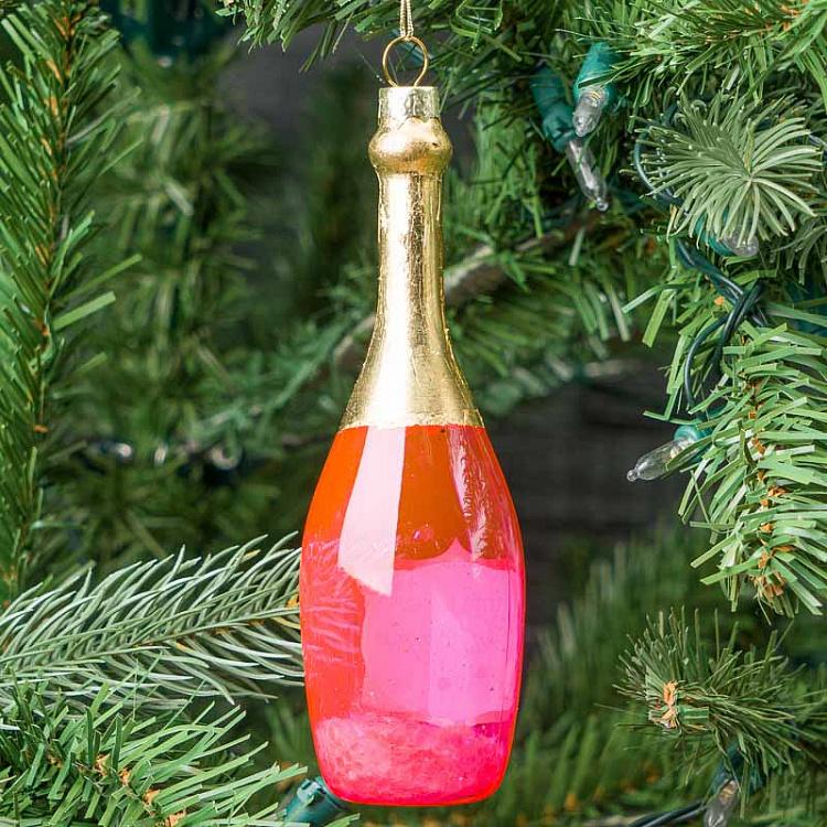 Ёлочная игрушка Розовое шампанское Glass Hanger Champagne Pink 14 cm