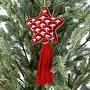 Новогодняя подвеска Pearl Ornament Red Velvet Star With Tassel 24 cm