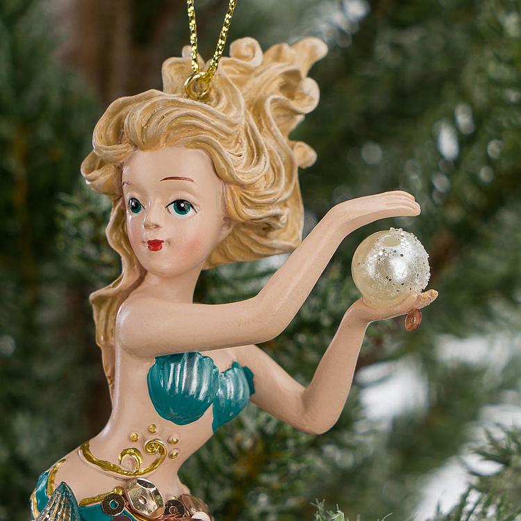 Набор из двух ёлочных игрушек Русалки Set Of 2 Pearl Botanica Mermaids Pink Blue 9,5 cm