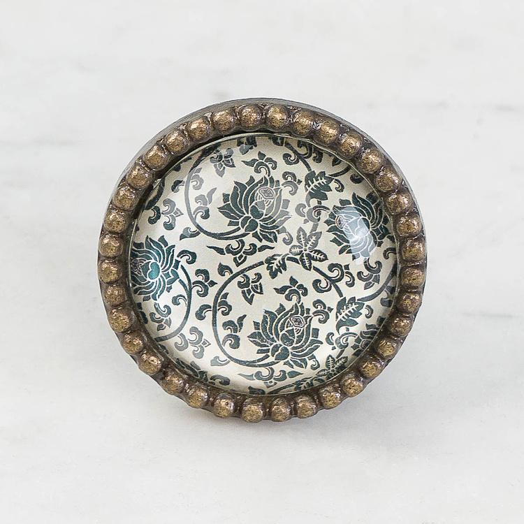 Стеклянная мебельная ручка Дамасский лотос Damask Lotus Metal Glass Knob