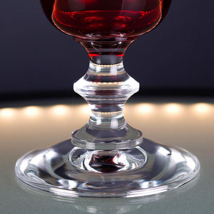 Красный бокал для воды с узором Листва Red Glass Leaf Cutting Water