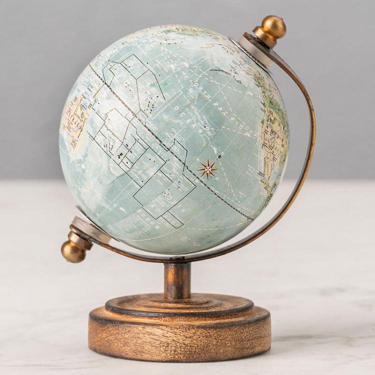 Набор из трёх винтажных маленьких глобусов Set Of 3 Vintage Globes Tiny Mango Wood