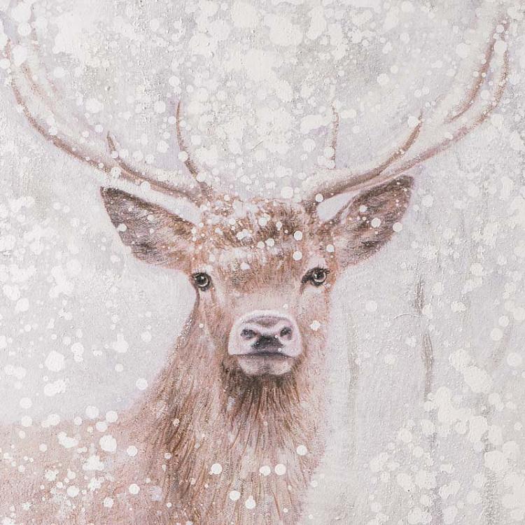 Картина акрилом на холсте Олень на снегу Canvas Acrylic Painting Deer In Snow