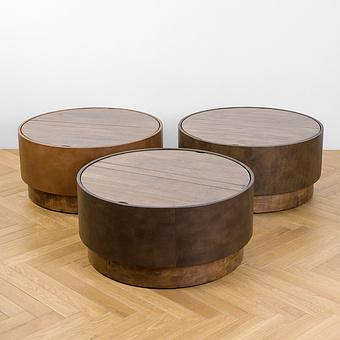 Журнальный стол Girona Coffee Table RM натуральная кожа Whiskey