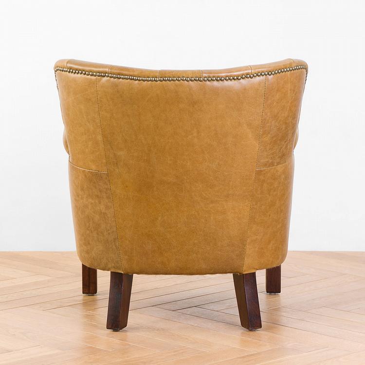 Кресло Поль с отделкой полосами, красно-коричневые ножки Paul Armchair With Stripes, Red Brown Wood D