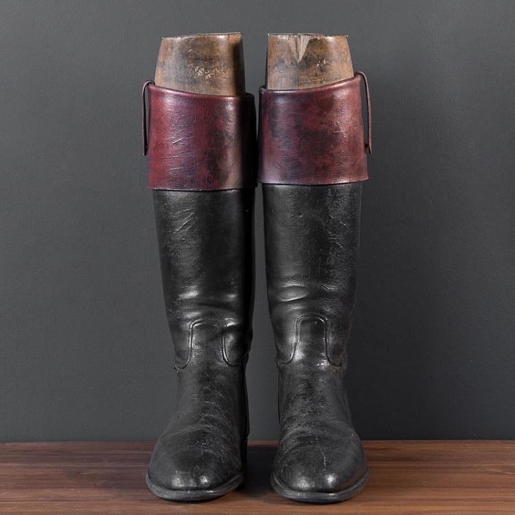 Винтажные сапоги для верховой езды Vintage Black Riding Boots With Shoe Lasts