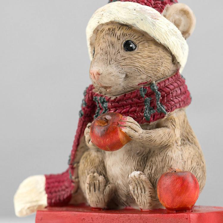 Новогодняя фигурка Мышка на календаре Xmas Mouse On Calendar Red 14,5 cm