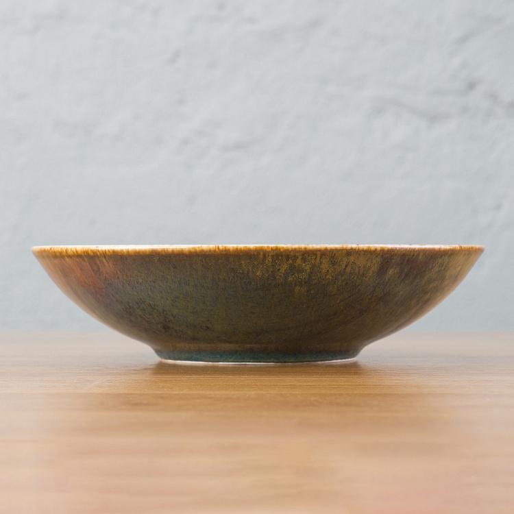 Суповая тарелка сине-коричневая Блум Bloom Blue And Brown Soup Plate