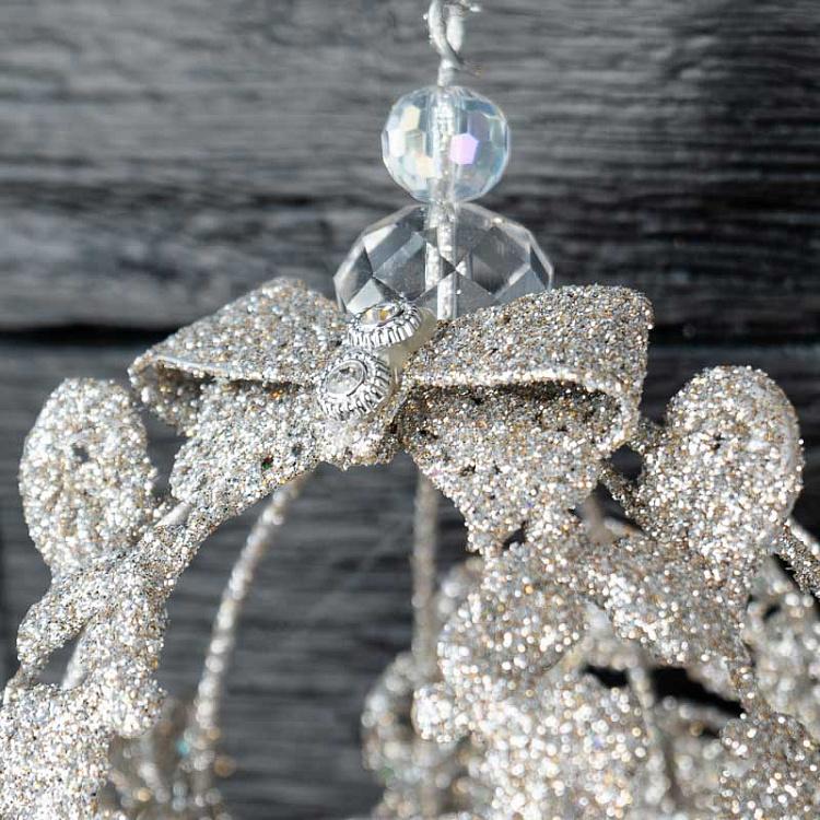 Ёлочная игрушка Зимняя карета Metal Winter Ice Carriage Silver 15 cm