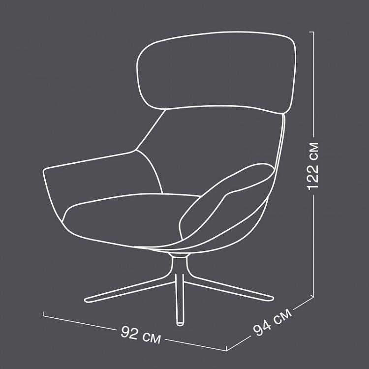 Вращающееся кресло Бельфьоре с подголовником, титановые ножки Belfiore Wing Swivel Armchair, Titanium