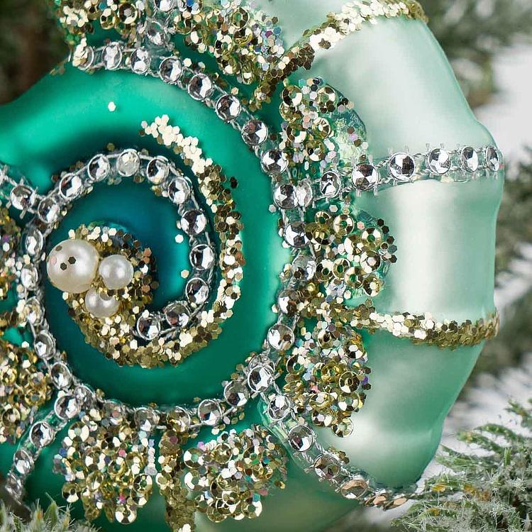 Набор из двух ёлочных игрушек Раковина и морской ёж Set Of 2 Glass Pearl Shells Urchin Blue Pink 10 cm