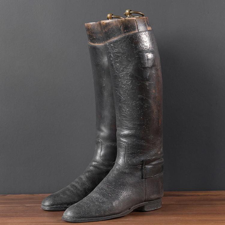 Винтажные сапоги для верховой езды 2 Vintage Black Riding Boots With Shoe Lasts 2