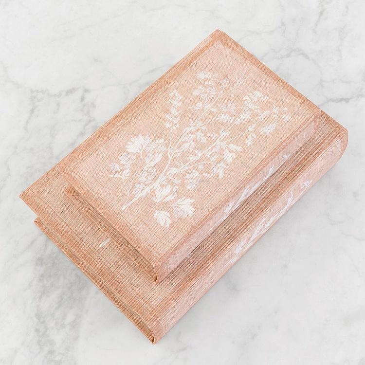 Набор из двух шкатулок с цветочным узором Set Of 2 Book Boxes Linen Floral Motif