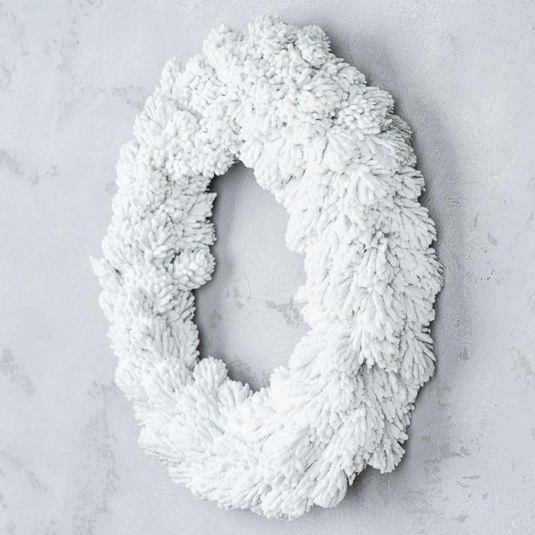 Новогодний заснеженный венок из шишек Wreath Pine With Snow 51 cm