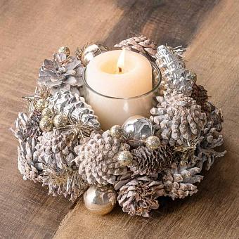 Glass Pinecone Votive Holder Silver/Brown