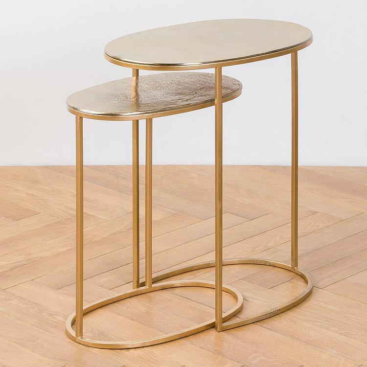 Комплект из двух журнальных столиков золотистого цвета Set Of 2 Side Tables Gold