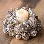 Подсвечник Glass Pinecone Votive Holder Silver/Brown