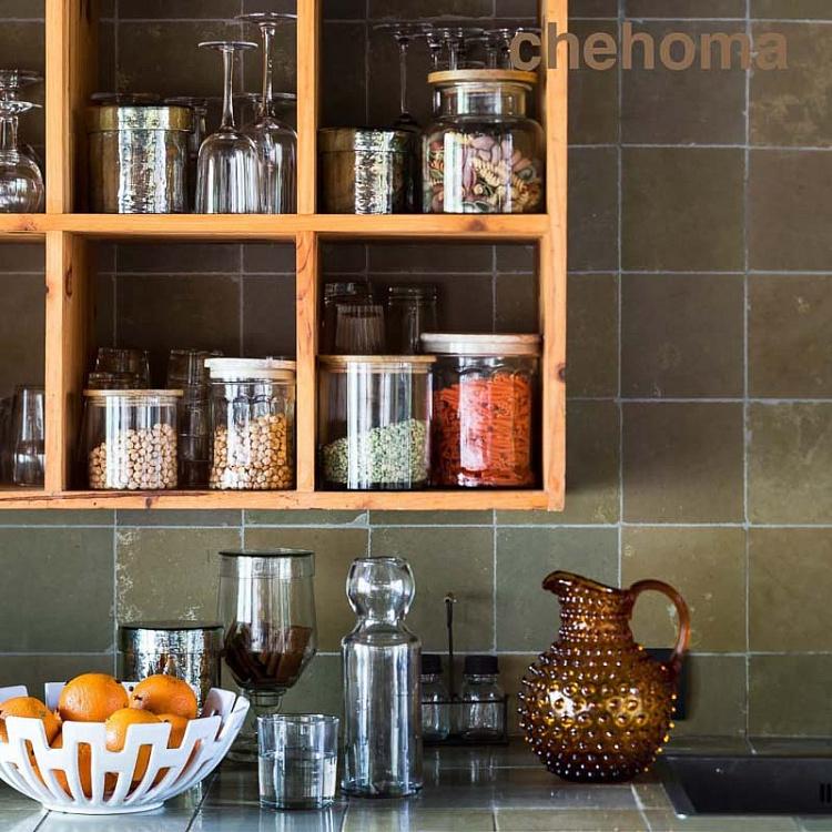 Банка с деревянной крышкой, L Airtight Jar With Flat Wooden Lid Large