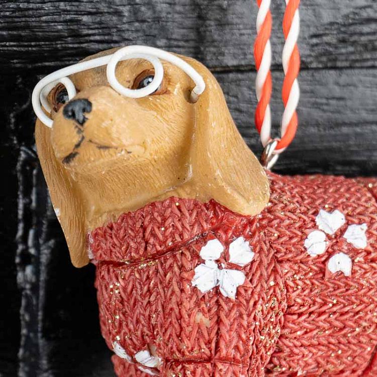 Ёлочная игрушка Такса в очках Dachshund With Glasses 5,5 cm