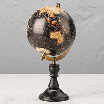 Vintage Globe Black On Black Base Mango Wood