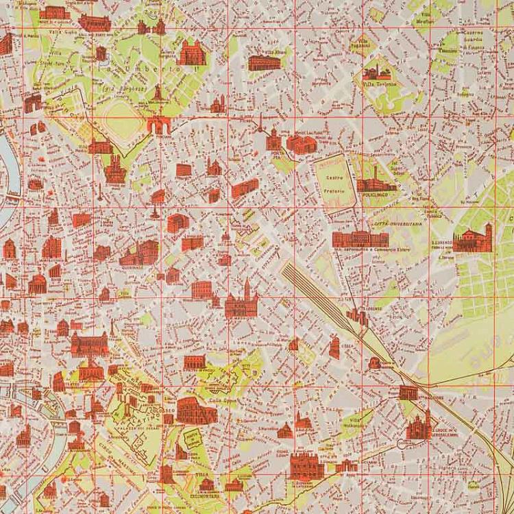 Картина-принт Карта Рима, рама из высветленного дуба Classic Map Rome, Weathered Oak