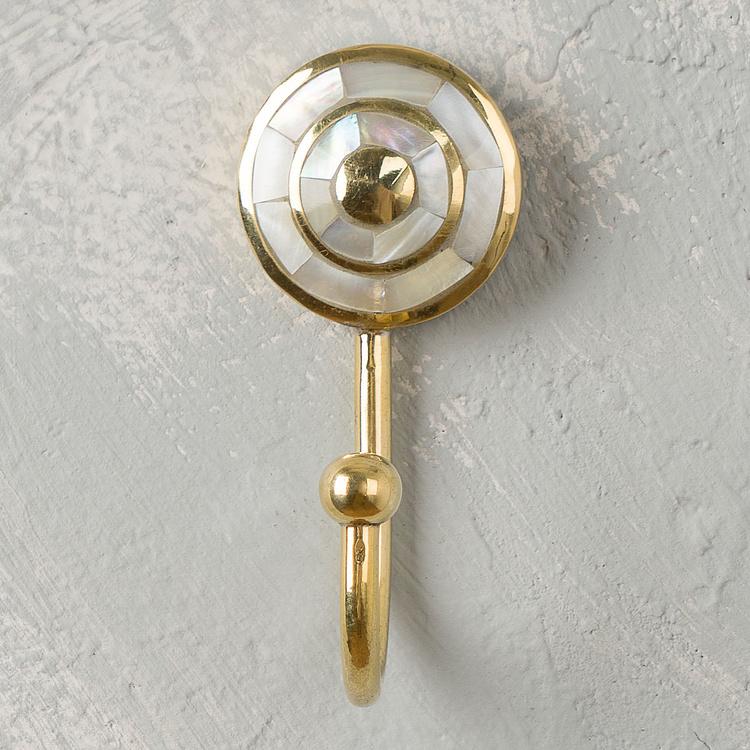 Крючок с латунными кругами и перламутровой инкрустацией Brass Circles Pearl Inlay Hook