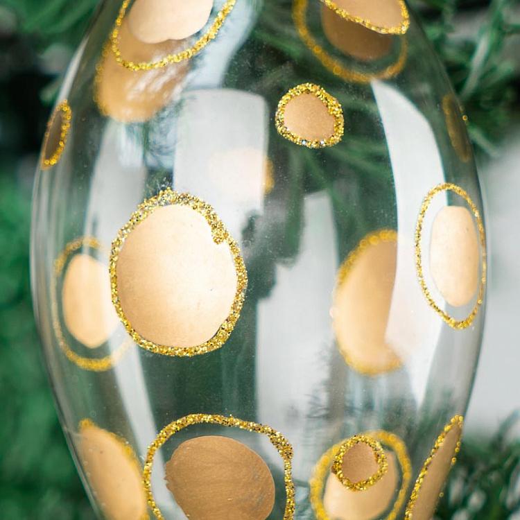 Ёлочная игрушка в золотой горох 2 Glass Dot Ball 2 Clear/Gold 8 cm