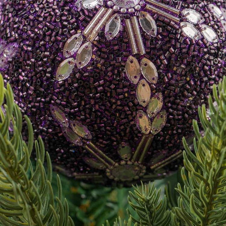 Фиолетовый ёлочный шар со снежинкой Snowflake Ball Purple 9 cm
