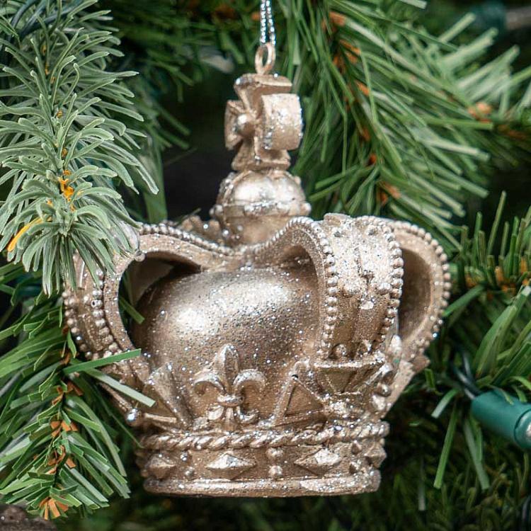 Набор из четырёх ёлочных игрушек с блёстками Короны Set Of 4 Crown Hangers With Glitter 9,5 cm