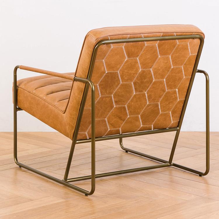 Кресло с квадратными подлокотниками Макине Makine Cognac Armchair Square Armrests