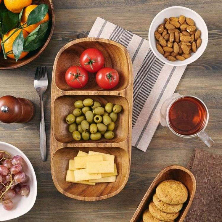 Деревянная овальная менажница Органик Organic 3 Sections Oval Serving Dish