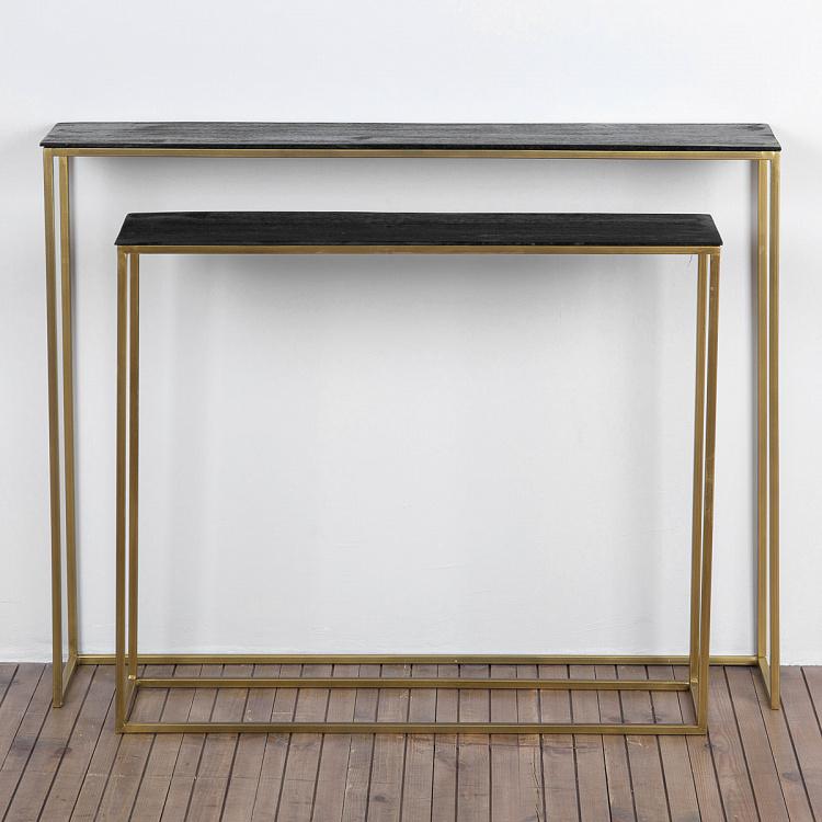 Комплект из двух консольных столов из дерева манго Set Of 2 Consoles Mango And Antique Gold