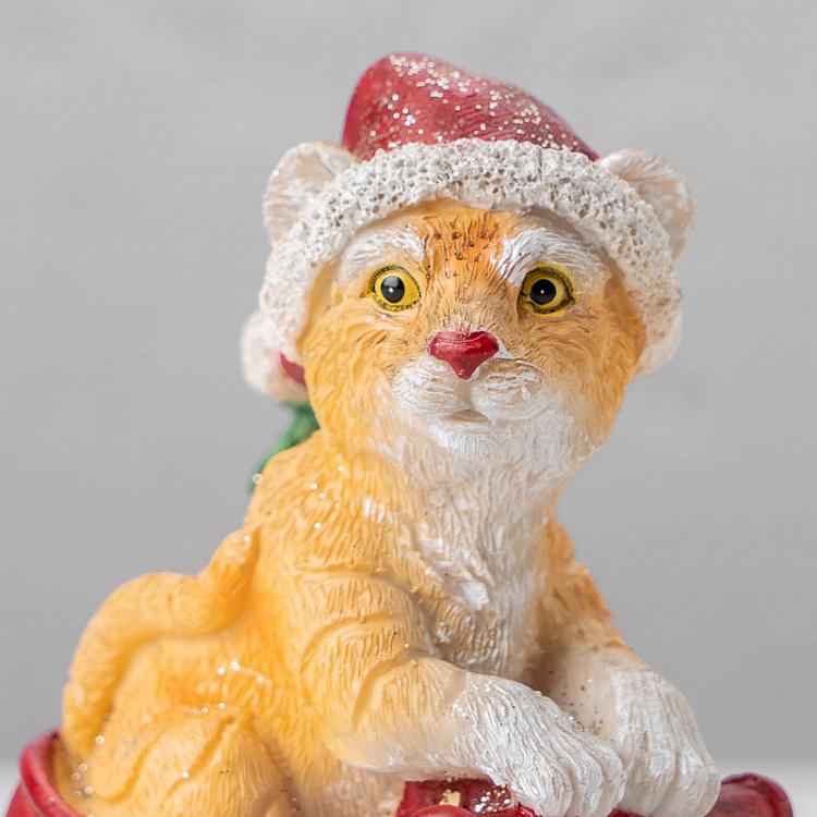 Новогодняя фигурка Рождественский тигр в санях Xmas Tiger In Sleigh Red/Orange/Green