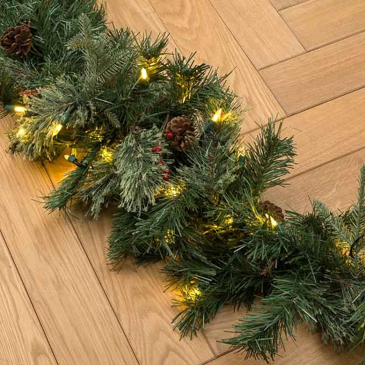 Еловая гирлянда с ягодами и шишками 70 Led Berry Pine Garland 180 cm