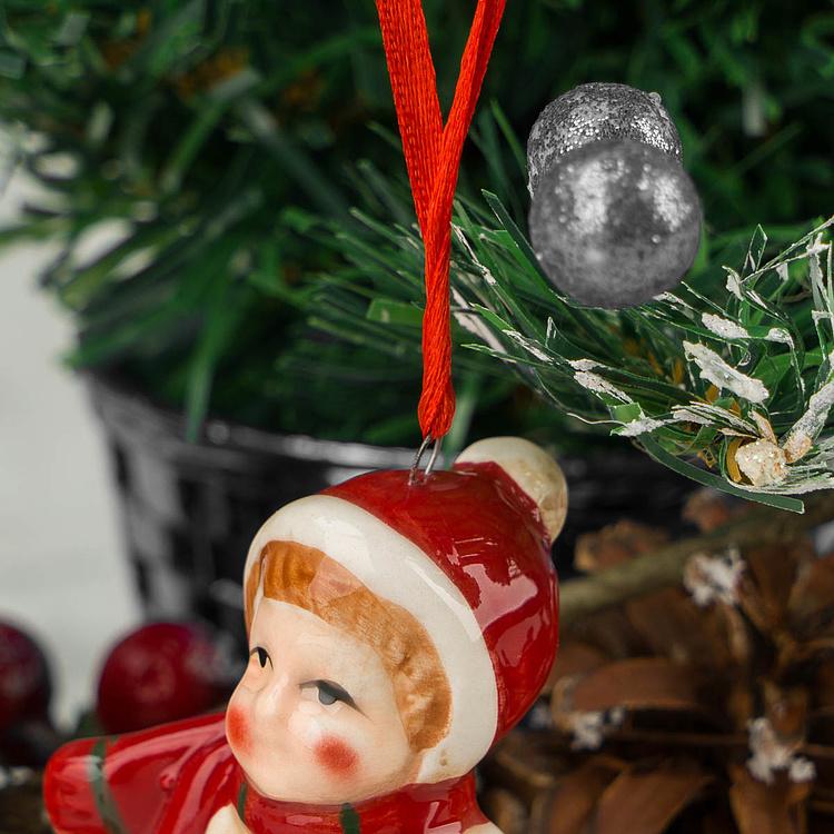 Новогодняя керамическая фигурка с подсветкой Ангел Ceramic White Angel With Lights 9 cm